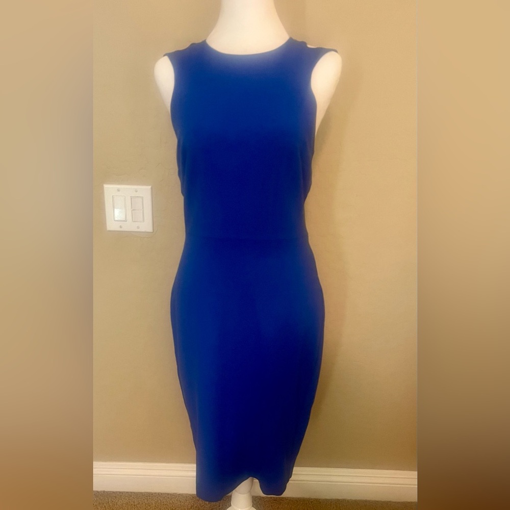 French Connection Blue Halter Sheath Midi Dress